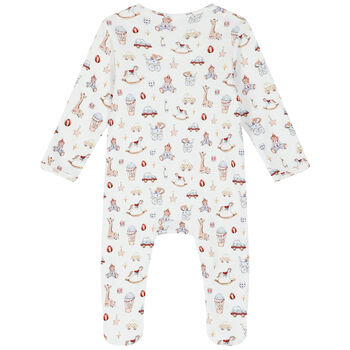 Baby Boys White Toys Babygrow